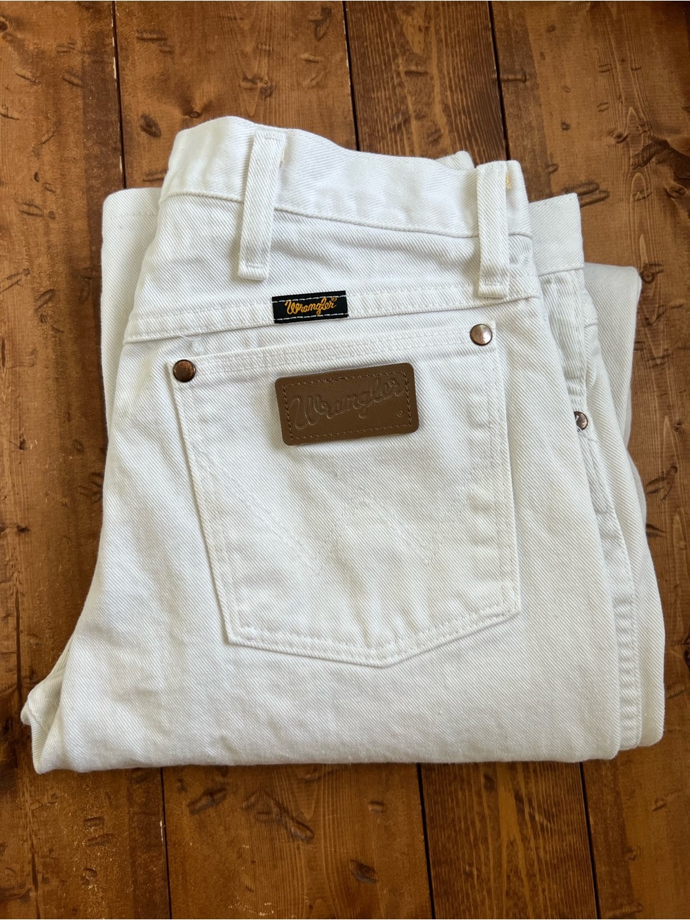 Vintage Wrangler White Denim Jeans Mens 33x36 Western Cowboy 100% Cotton